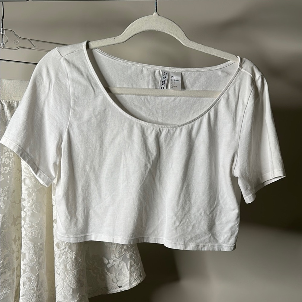 Divided White Crop Fitted T-Shirt Short Sleeve
